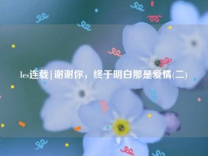 les连载|谢谢你，终于明白那是爱情(二)